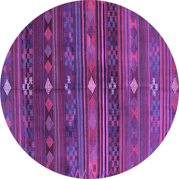 Ahgly Company Indoor Round Abstract Purple Contemporary Area Rugs, 3' Round