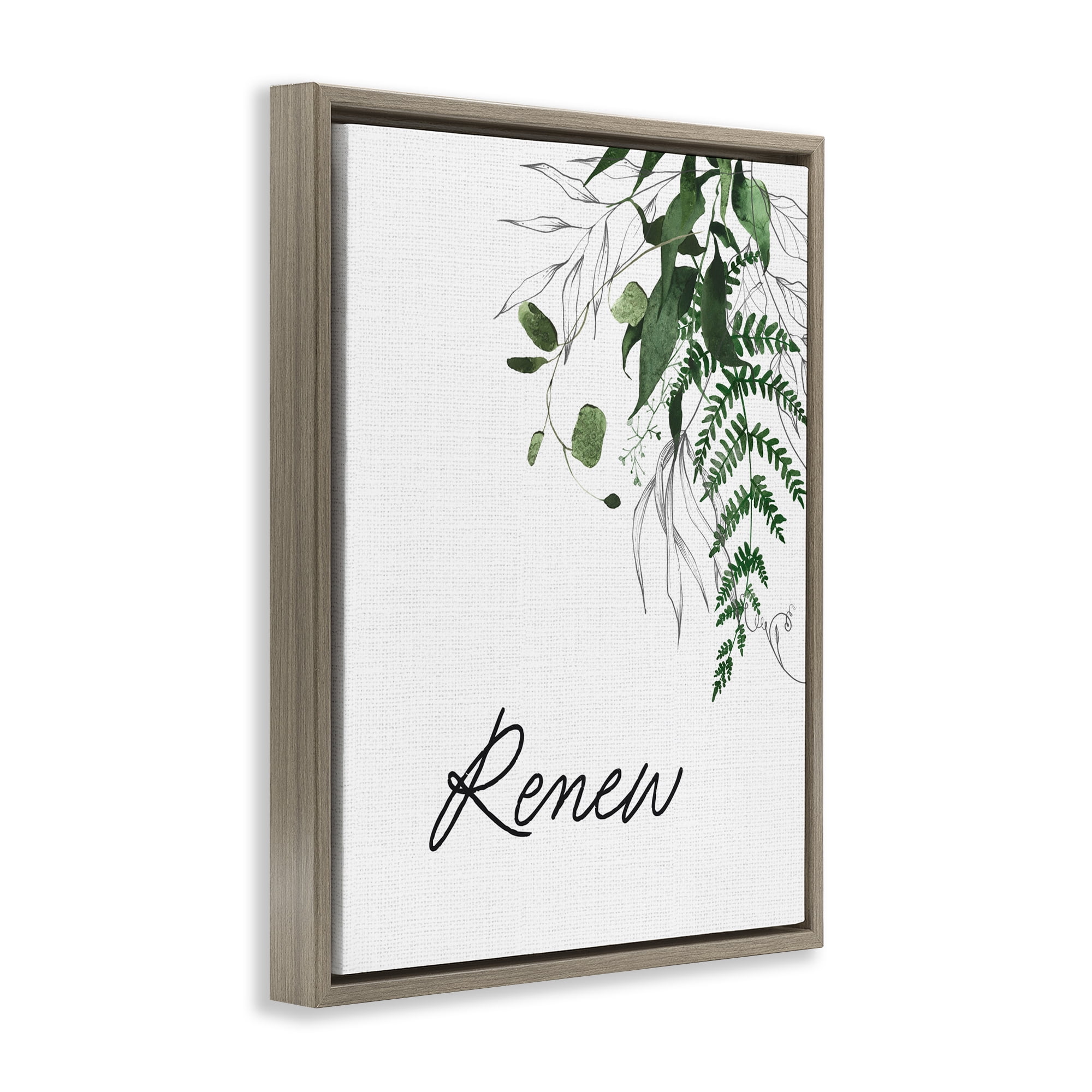 Renew Ferns & Botanicals Brown Framed Floater Canvas Wall Art, design by Lettered and Lined