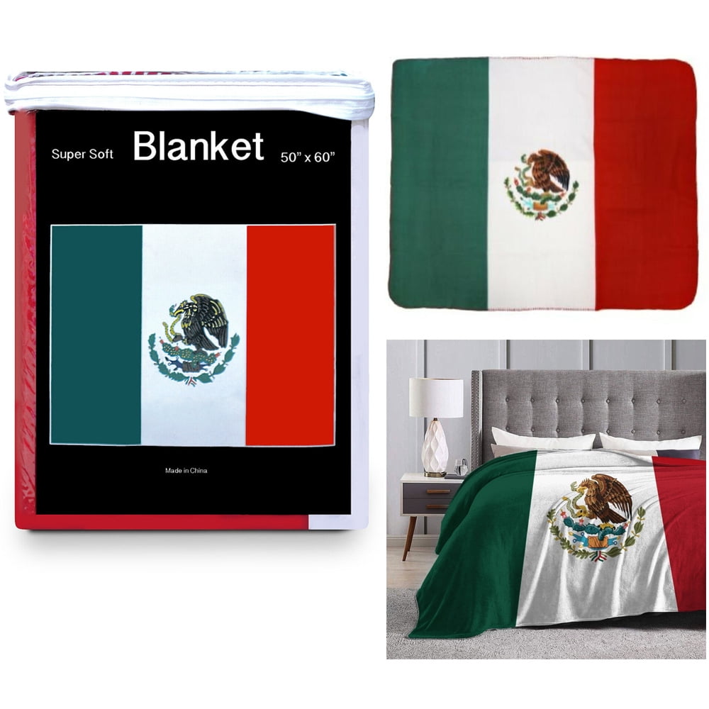 1 Mexico Flag Blanket Mexican Bandera Cobija Print Fleece Throw Cover
