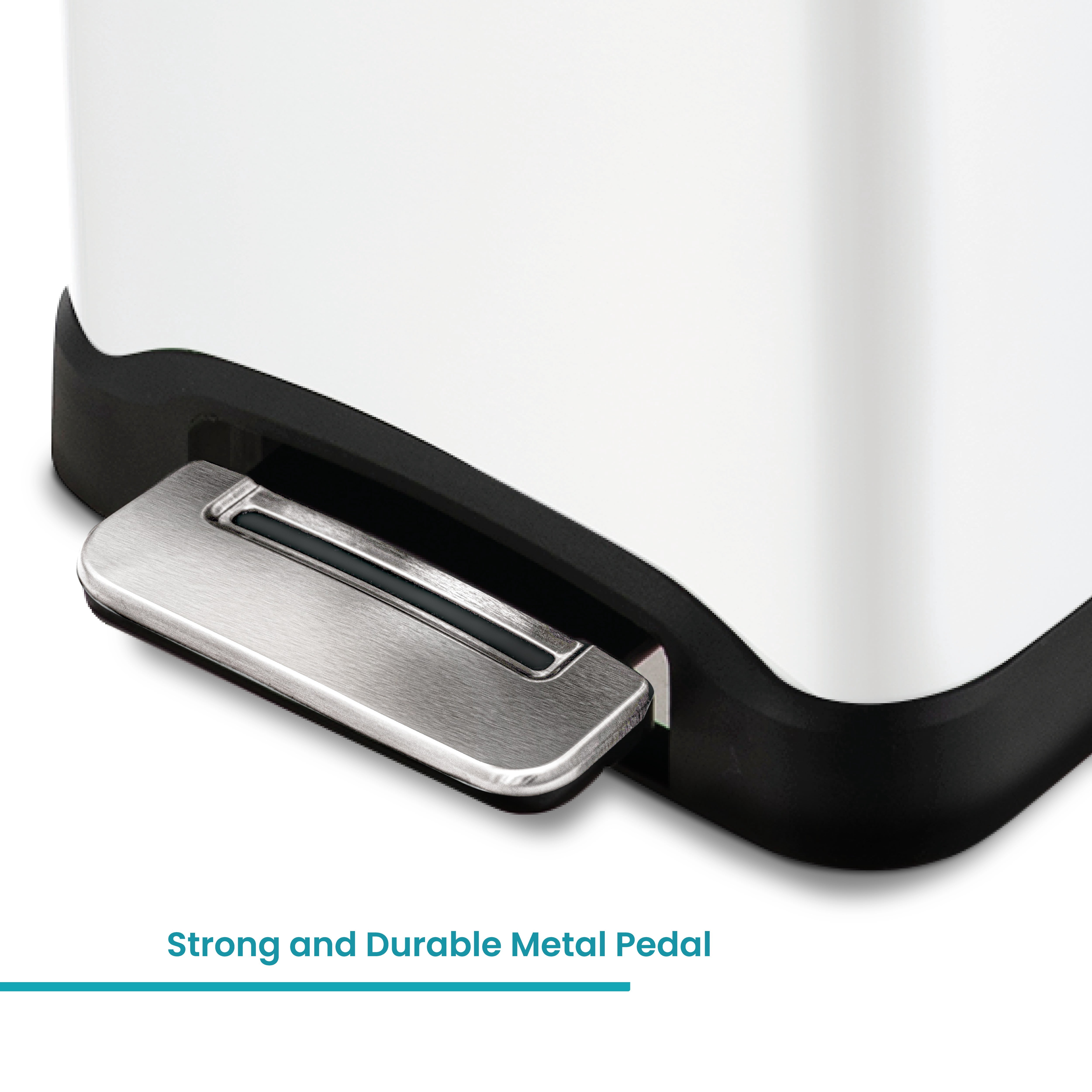 Home Zone Living 13 Gallon Slim Dual Compartment Kitchen Trash Can with Step Pedal and Soft-Close Lid, Stainless Steel, White