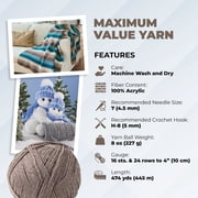 Mary Maxim Maximum Value Brown Acrylic Yarn for Crocheting, Knitting 474 Yds, Light Brown