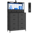 thumbnail image 1 of Towallmark Commode en Tissu Intelligente à 11 Tiroirs avec Recharge Sans Fil, Lumières DEL RVB, Armoire Anti-Basculement pour Chambre, Garde-Robe, Dortoir, Organisation de la Maison, Style Ferme, 1 of 8