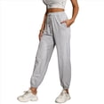 thumbnail image 2 of Pantalones Deportivos Casuales de Cintura Alta para Mujer, Pantalones Elásticos de Puntos. Gris M, 2 of 10