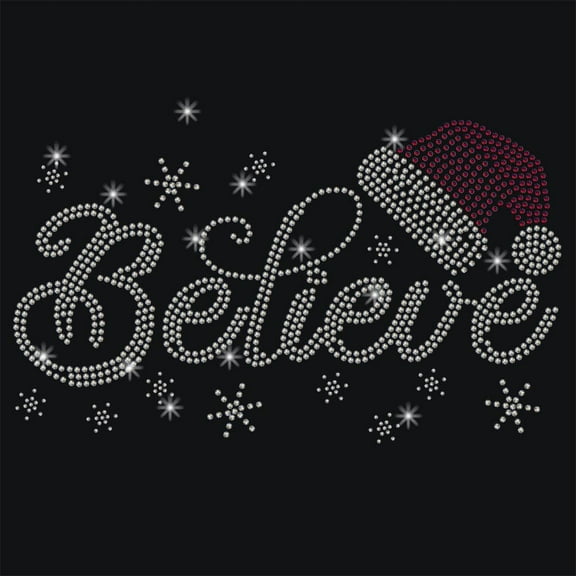 Snowflake Santa Hat Rhinestonet Iron on Transfer 11.7x8.3 Inch Heat Transfer Decal Bling Decals Clear Rhinestone Template Clothing Repair Applique for T-Shirt Clothing Pants Bags Colorful