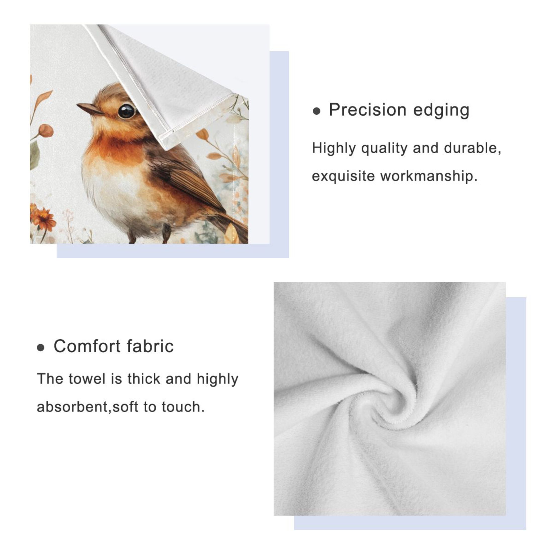 Three-Piece Towel Set Face Towel Towel Set Hand Towel Bath Towel Cotton Bath Towels Bath Towel Sets Hand Bath Towels Cute Orange Bird