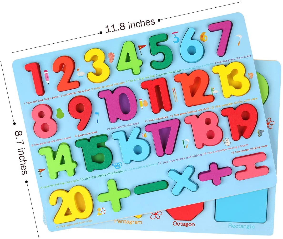 3-Piece Wooden Montessori Alphabet Number and Shape Sorting Boards, Educational Cognitive Learning Set for Home and Classroom, Decorative Early Learning Accessory