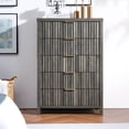 thumbnail image 2 of OAKHAM 5 Drawer Dresser, Fluted Vertical Chest of Drawers for Bedroom Living Room, Midnight Oak, 2 of 7