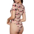 thumbnail image 3 of Haiem Dachshund Couple Women's Crew Neck Short Sleeve Bodysuit Tops Stretchy Slim Basic-X-Large, 3 of 9