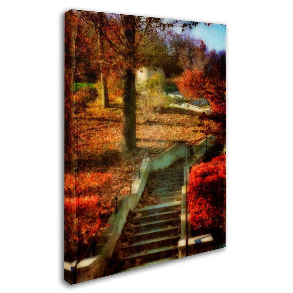 Trademark Fine Art "Autumn Stairway" Canvas Art by Lois Bryan