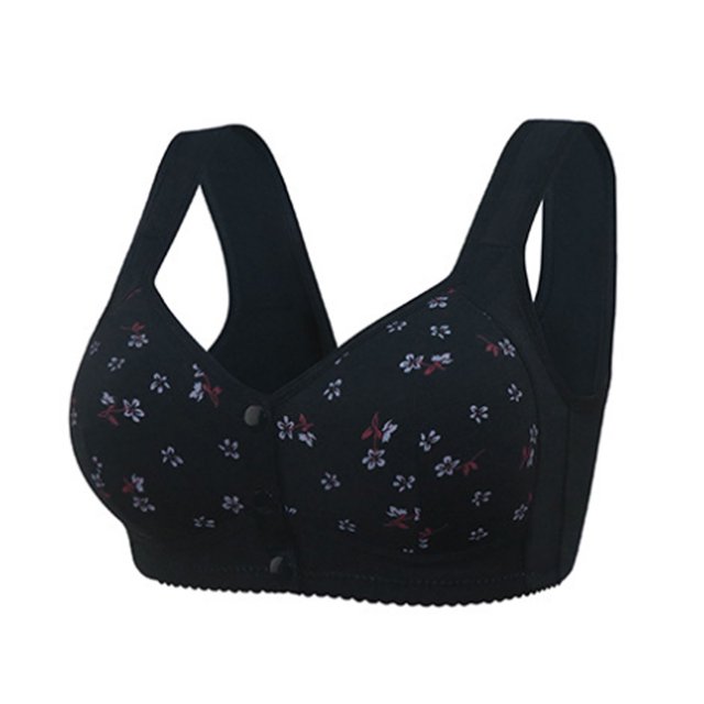 Full BC Algodón Taza Ajustable Mujer Lencería Sexy Hebilla Espalda Talla Grande Delgado Sujetador Inalámbrico Mujeres Push Up Daisy Print Bow Bras