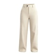 thumbnail image 3 of Htigea Women's High Waisted Work Pants Solid Color Straight Leg Business Pant Dressy Trousers Beige S, 3 of 5