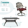 thumbnail image 7 of MEETWARM 7-Piece Outdoor Patio Dining Set, All-Weather Cast Aluminum Patio Conversation Set for Backyard Garden Deck with 6 Cushioned Swivel Rocker Chairs, 1 Rectangular Table, Chili Red, 7 of 7