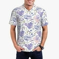 thumbnail image 3 of Balery Lavender Flowers Printed Men’s Short Sleeve Polo Shirt, Midweight Men's Shirt,Golf Polo shirts -Small, 3 of 9