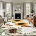 thumbnail image 2 of 8x10 Area Rugs, Sunflower Vintage Non-Skid Rubber Backing Large Rectangle Rugs - Living Room Bedroom Home Office, Pastoral Rustic Botanical Flowers Indoor Floor Mat Carpets Washable Rug, 2 of 9