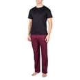 thumbnail image 2 of SLEEPHERO Mens Short Sleeve Pajama Set 2 Piece Mens Sleepwear Set with Henley Top and Pants Maroon w/ Black Medium, 2 of 5