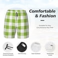 thumbnail image 6 of Picia White Green Plaid pattern Mens Swim Trunks with Compression Liner Stretch Beach Shorts Quick Dry with Zipper Pockets No-Chafing Board Shorts-3X-Large, 6 of 9