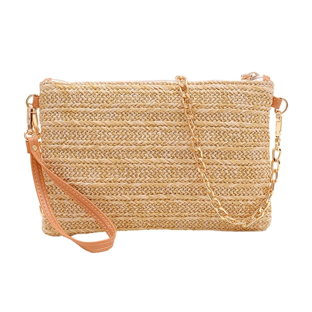 Sonducket Bolso de paja clásico Cartera de moda y conveniente Bolso bandolera Bolso de hombro Monedero de moda Bolsas de mensajero y de hombro Beige