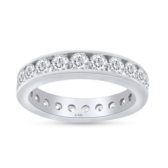 2 Carat Round Cut Lab Created Moissanite Diamond Full Eternity Engagement Wedding Band Ring In 14k White Gold(G-H Color,VVS1 Clarity,2.00 Cttw)-4