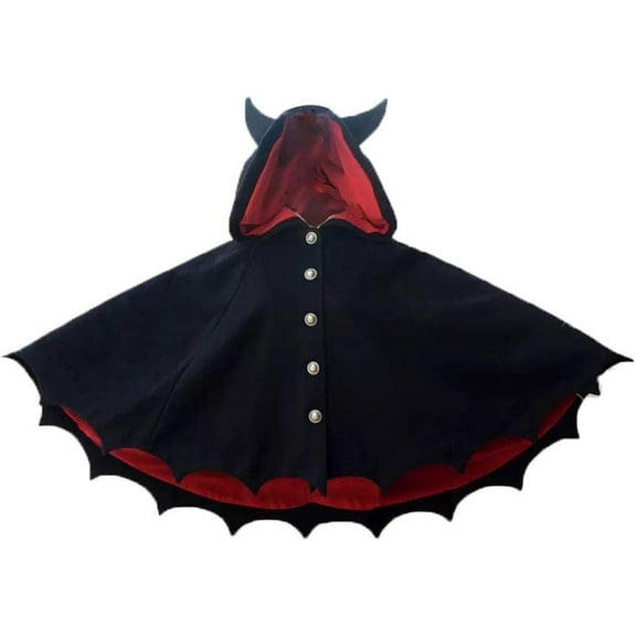 Devil Ears Bat Cloak Black Red Shawl Woolen Coat Lolita Cape for Women