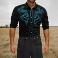 thumbnail image 4 of Long Sleeve Shirts for Men Solid Western Cowboy Embroidered Shirt Slim Fit Casual Button Shirt Light Blue M, 4 of 5