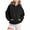 Black, variant on Women's Blouse Fall Winter Loose Fit Hooded Long Sleeve Bubble Cuff Off the Shoulder with Pocket Solid Color Leisure Flannel Sweatshirts Hoodies(Light Blue,M)