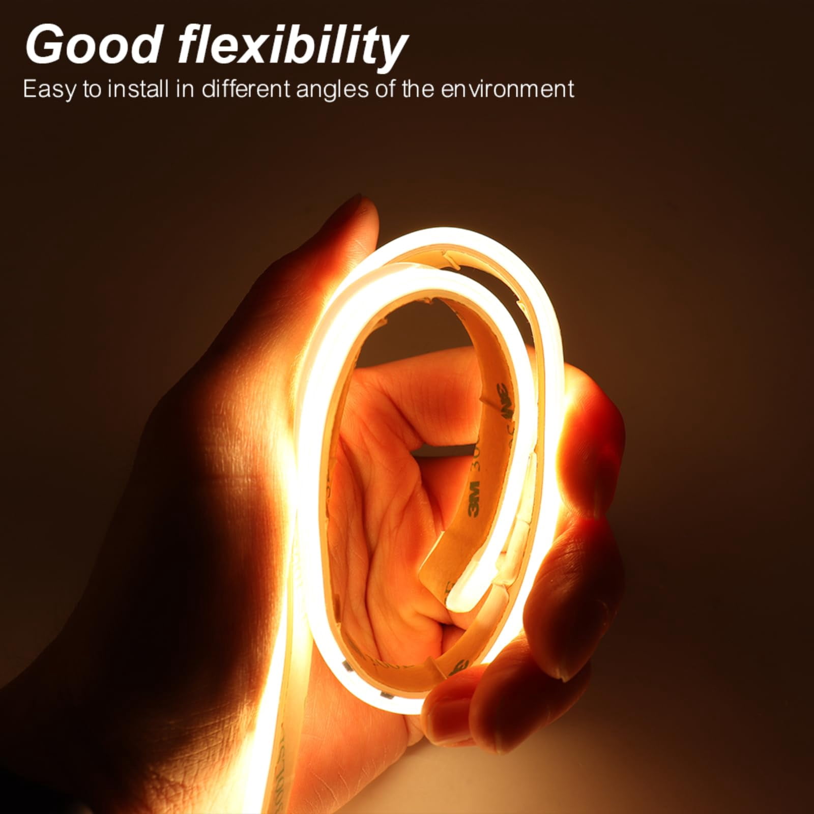 10m (32.8ft) AC 110V-120V COB LED Strip Light, High Density 480 LEDs/m, Super Bright 1500LM/m IP67 Waterproof, Dimmable Flexible LED Tape Light for Indoor Outdoor Use, 3000K Warm White