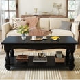 thumbnail image 2 of Homieasy Coffee Table, 2-Tier Farmhouse Coffee Table with Storage for Living Room, Black, 2 of 8