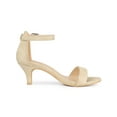 thumbnail image 3 of BLISSFUL STEP Women's Strappy Open Toe Kitten Ankle Heels Sandals Beige 9, 3 of 7