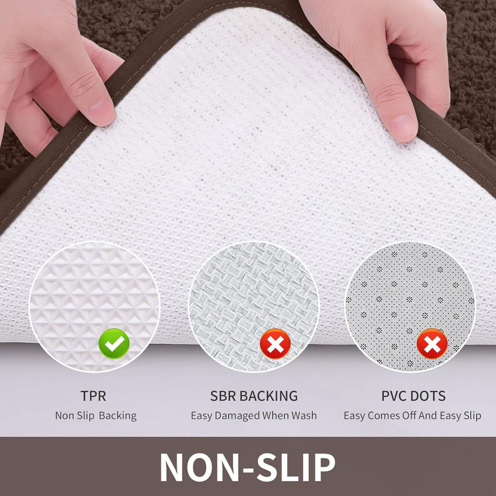 Smiry Microfiber Bathroom Rugs 2 Piece Set, Soft Non-Slip Absorbent Bath Mat And U-Shaped Toilet Contour Rug (24"x20"+30"x20", Brown)