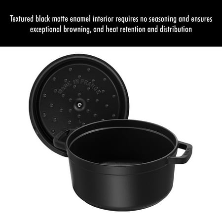 Staub Cast Iron 5.5-qt Round Cocotte - Matte Black - Matte Black