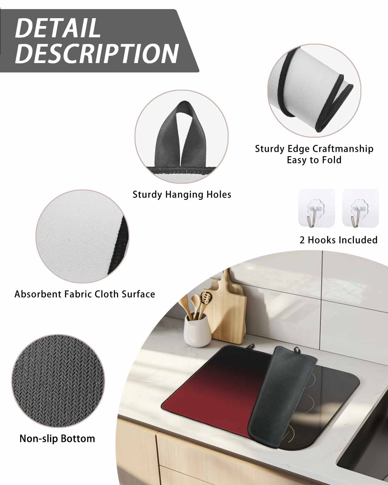 Stove Top Covers for Electric Stove, Black Red Ombre Glass Stovetop Cover Protector, Modern Abstract Art Gradient Induction Cooktop Protector Oven Mat for Kitchen Countertop 24"x21"