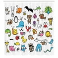 thumbnail image 3 of Ambesonne Cartoon Shower Curtain, Animals, 69"Wx70"L, Multicolor, 3 of 3