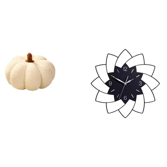 Juego de cojín de sofá de peluche con forma de calabaza de Halloween y reloj acrílico para dormitorio, sala de estar, cafetería, accesorios decorativo
