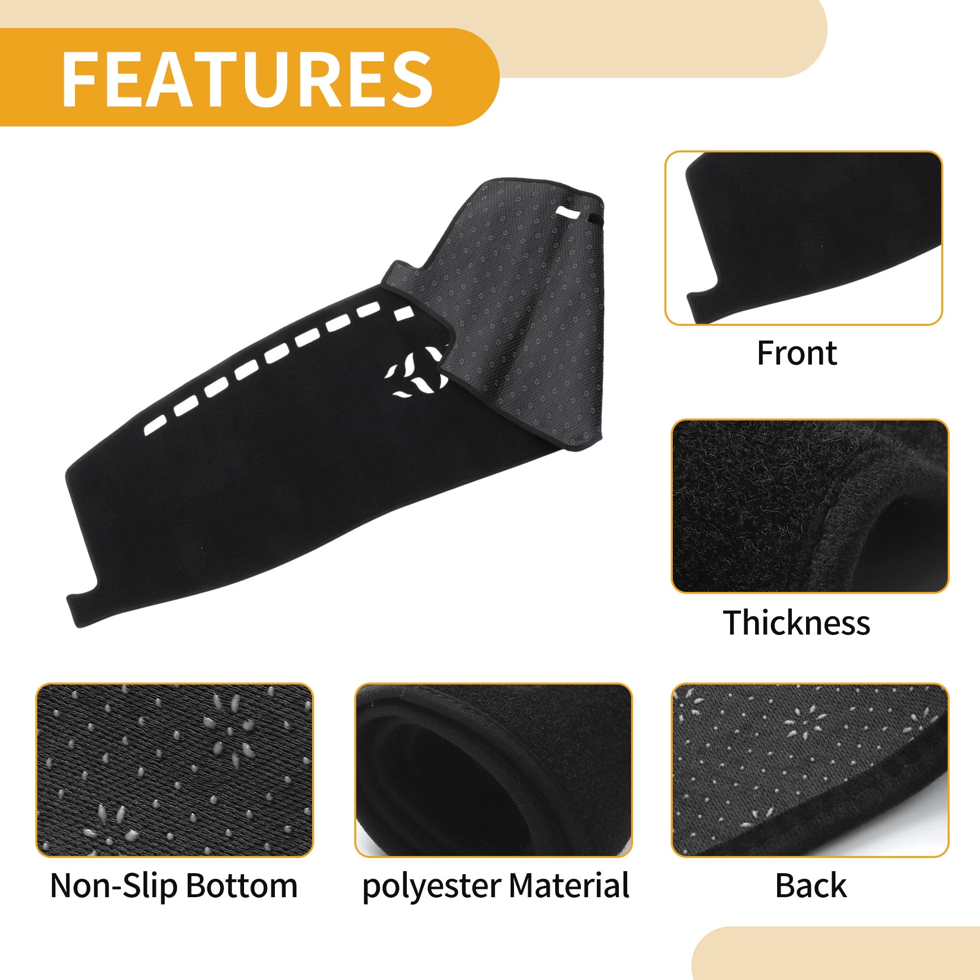 Unique Bargains Dashboard Cover Anti-Slip Dash Cover Mat Carpet for Ford Explorer 2020-2024 Polyester Black