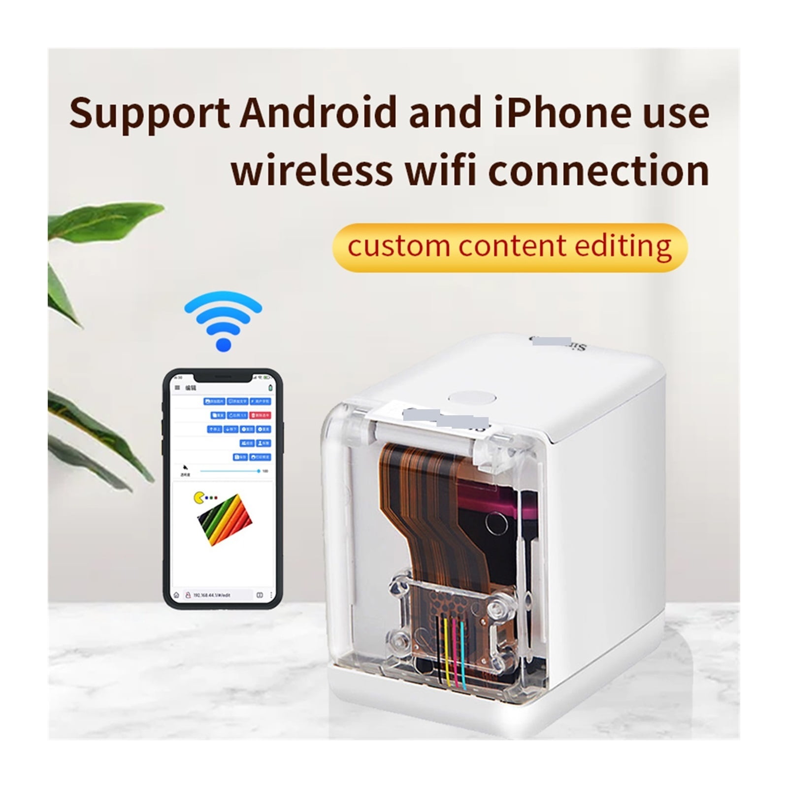 Handheld Color Printer Mini Portable Small Label Printing Machine Wireless Smart WIFI DIY Inkjet Logo Icon Creative Production ,Quick-Drying Ink