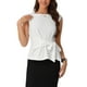 thumbnail image 1 of INSPIRAR CHIC Blusa de trabajo de mujer con cuello barco y mangas cortas, lazo frontal, color blanco, 1 of 6
