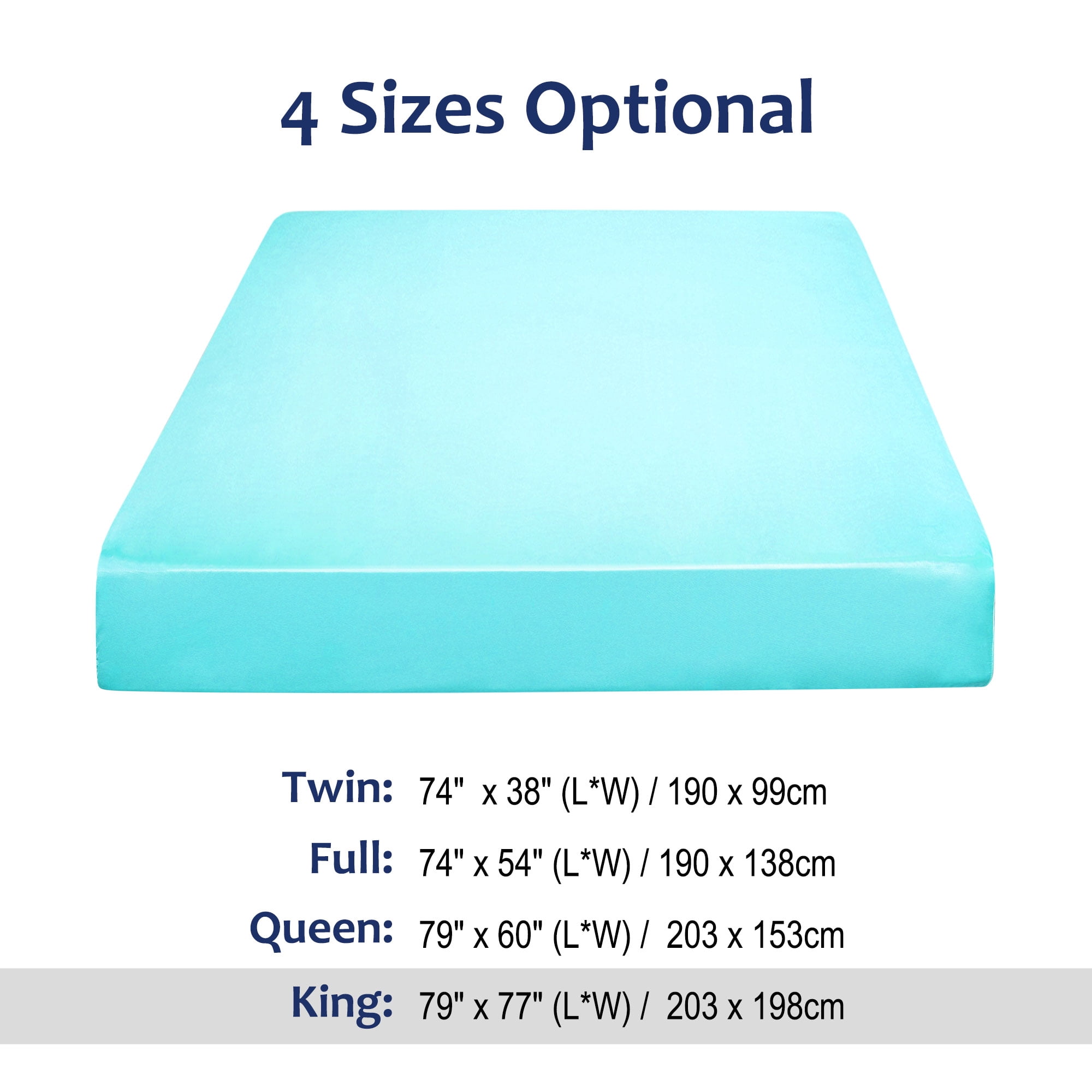 Unique Bargains 12" Large Pocket Satin Silk Fitted Sheet King Cyan