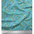thumbnail image 1 of Soimoi Blue Cotton Duck Fabric Bell Flower & Clover Leaves Printed Craft Fabric by the Yard 42 Inch Wide, 1 of 3