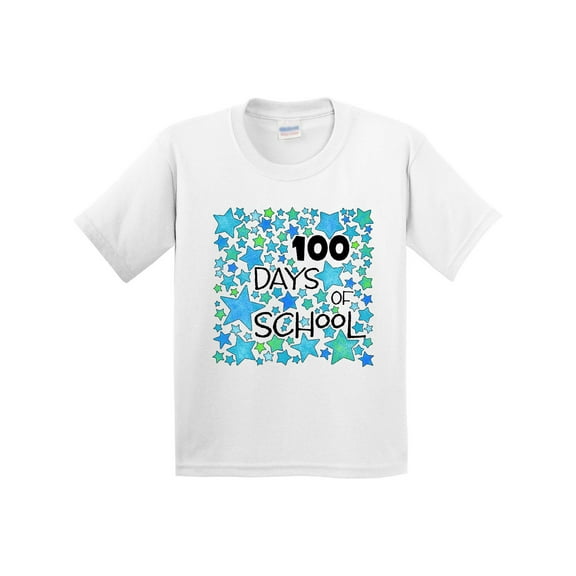 Inktastic 100 Days of School Stars in Blue Youth T-Shirt