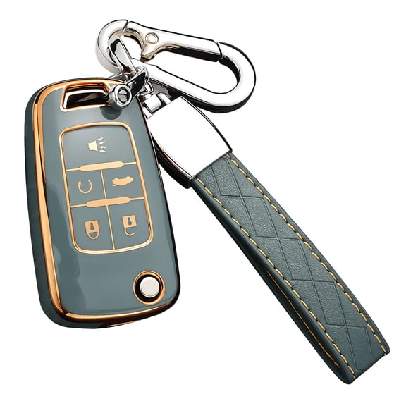 Durable 5-Button Shock-Absorbing TPU Key Fob Protector with Metal Key Ring – Compatible with Chevrolet Equinox Camaro Cruze Malibu Sonic Buick Terrain Smart Remote Case Cover