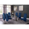 thumbnail image 2 of Clear Glass Dining Set with Table and 6 Navy Blue Velvet Chairs, 2 of 4