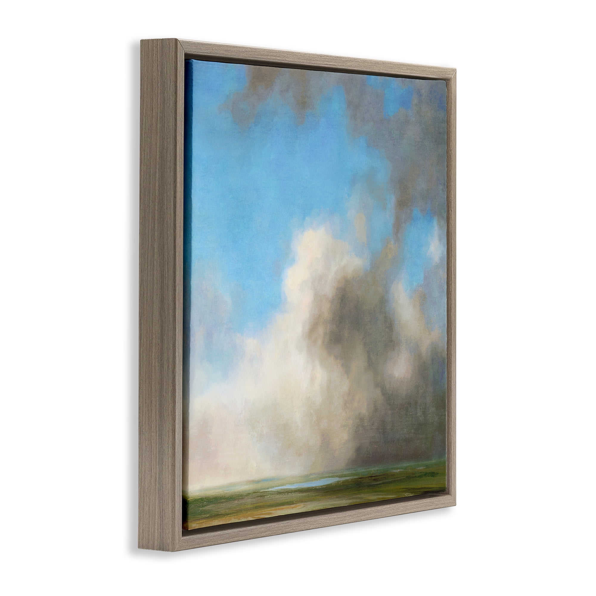 Stupell Industries Soft Full Clouds View Landscape & Nature Painting Brown Floater Framed Canvas Art Print Wall Art, 25 x 25