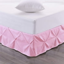 LINEN SHEETS- Pinch Pleated Bed Skirt, 12" Tailored Drop Pintuck Decorative, Hotel Luxury Bedskirt - 100% Microfiber -Breathable & Smooth-Cal-King Size-Pink Solid