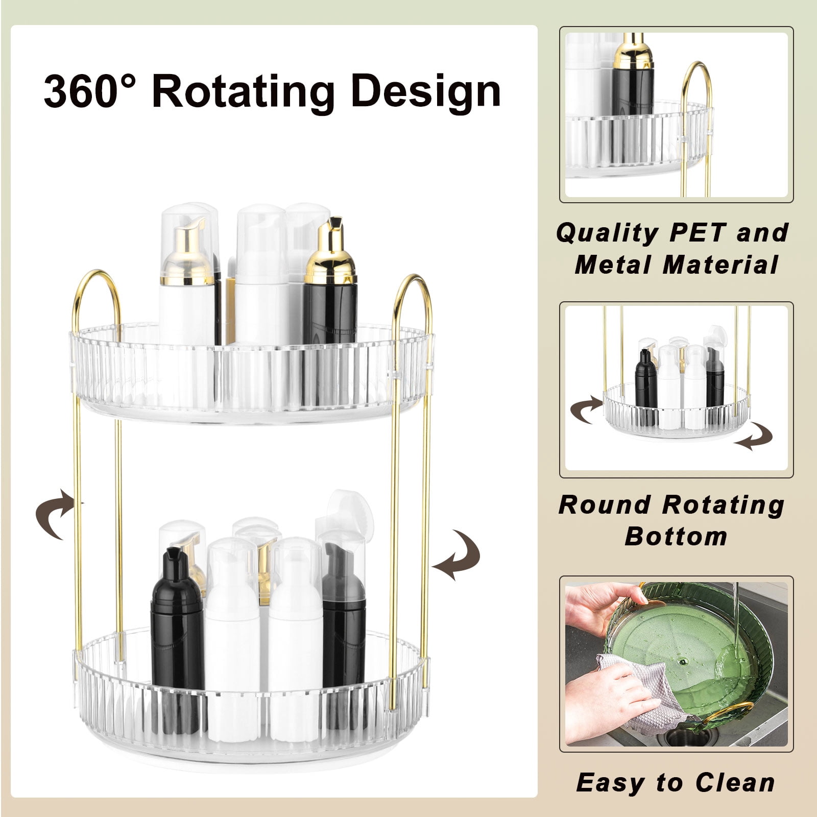 Unique Bargains 3 Layer Rotating Makeup Round Skincare Countertop Perfume Organizer Clear