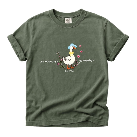 Comfort Colors Mama Goose Est 2026 Shirt Cottagecore New Mom Floral Tee