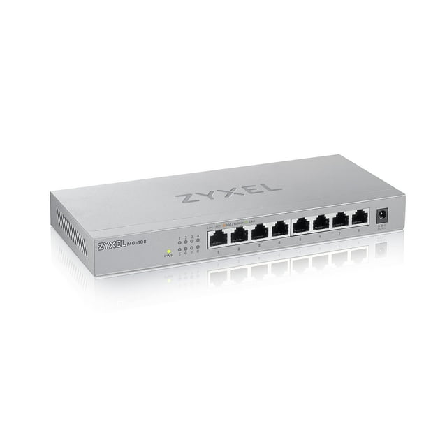 Conmutador No Administrado Zyxel Multigig Ethernet De 8 Puertos Y 2,5 Gbb | 8 Puertos 100/1G/2,5G Mbps | Conectar Y Reproducir | Carcasa Metálica | Montaje En Escritorio O Pared | Divisor Ethernet Mg-