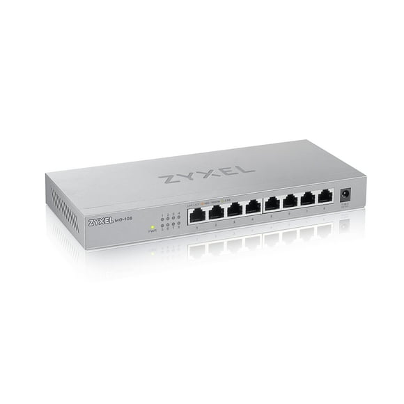Conmutador No Administrado Zyxel Multigig Ethernet De 8 Puertos Y 2,5 Gbb | 8 Puertos 100/1G/2,5G Mbps | Conectar Y Reproducir | Carcasa Metálica | Montaje En Escritorio O Pared | Divisor Ethernet Mg-