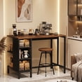 thumbnail image 6 of Fnova 43" Kitchen Prep Table with Storage, Butcher Block Island with Large Worktop, Bar Table for Bistro, Rustic Brown (Stools Not Included), 6 of 9