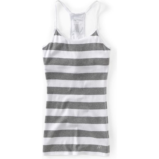 Aeropostale Racer Back Built In Bra Cami Tank Top para mujer, blanco, mediano