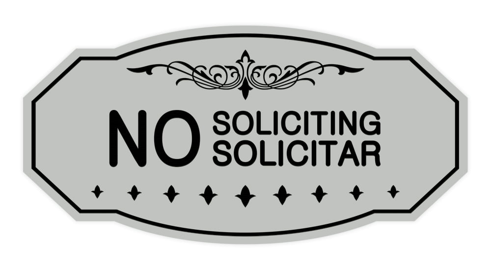 Signs ByLITA Victorian Please No Soliciting Sign Brushed Gold Medium 